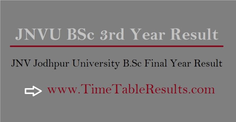 JNVU BSc 3rd Year Result 2023-JNV Result B.Sc Part III/Final Year