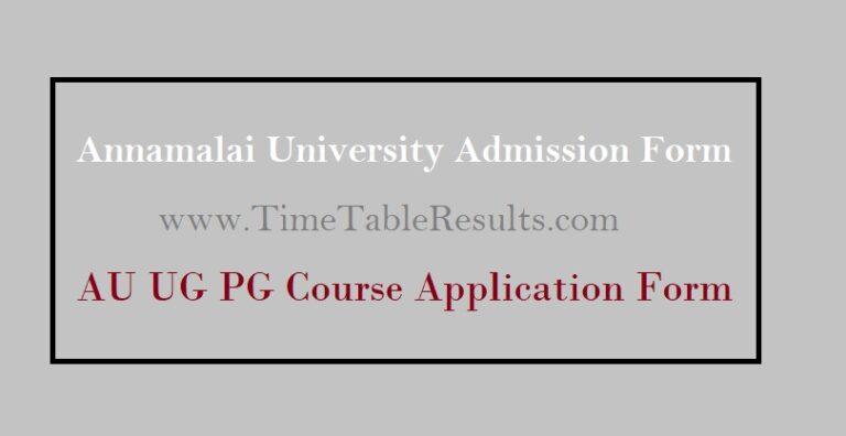 Annamalai University Admission Form 2023 24 Au Ug Pg Course 